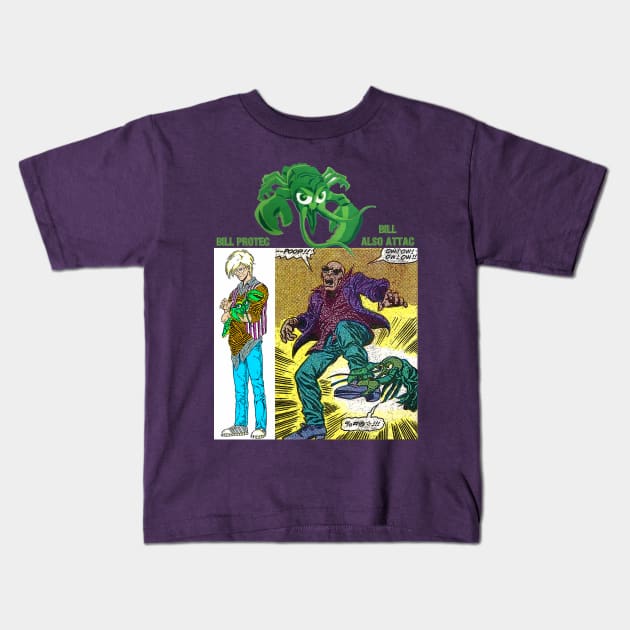 Green Lobster Protec & Attac Kids T-Shirt by Wrilamean Studios